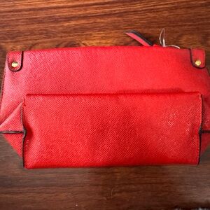 Red Textured Fold-Over Pouch